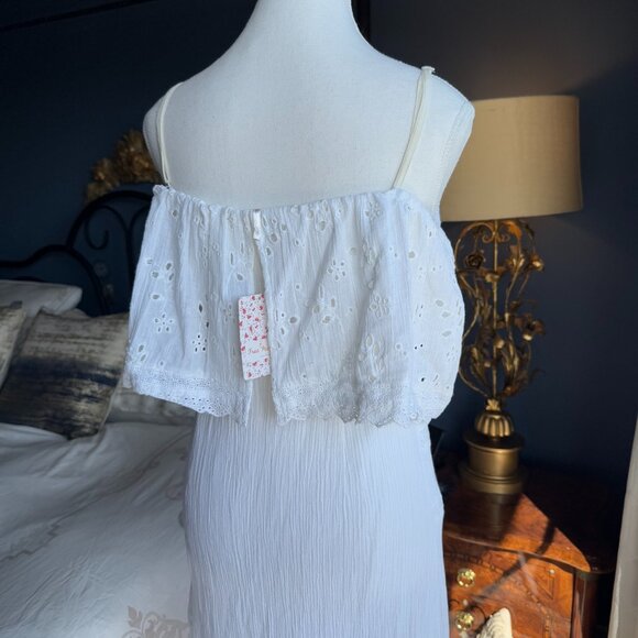 Free People White Lace Eyelet Prairie Midi Dress - Picture 7 of 16